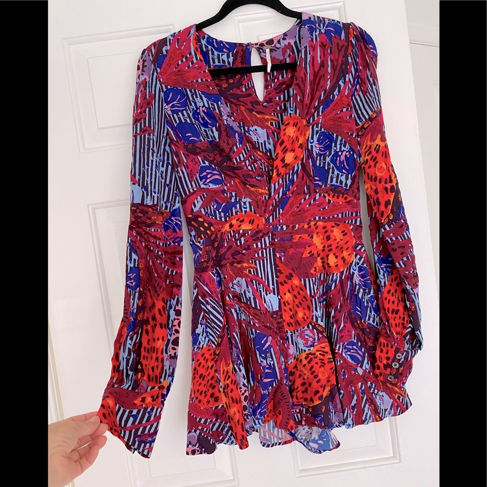 Free People Red and Blue Mini Dress
